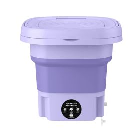 Portable Washing Machine Foldable Laundry Machine with Detachable Drain Basket 3 Modes Electric Clothes Washer for Underwear Socks Towels Baby Clothes (Option: Purple)