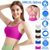 Women Cross Back Sport Bras Padded Strappy Crop Open Back Low Impact Bras Sexy Fitness Tank Tops with Removable Pads Thin Straps for Gym Yoga Workout