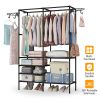 Metal Garment Rack Shoe Clothing Organizer Shelves Freestanding Multifunctional Clothes Wardrobe