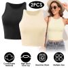 Women Sleeveless Cropped Tank Top High Neck Crop Racer Back Workout Top Machine Washable Summer S M L XL 2XL